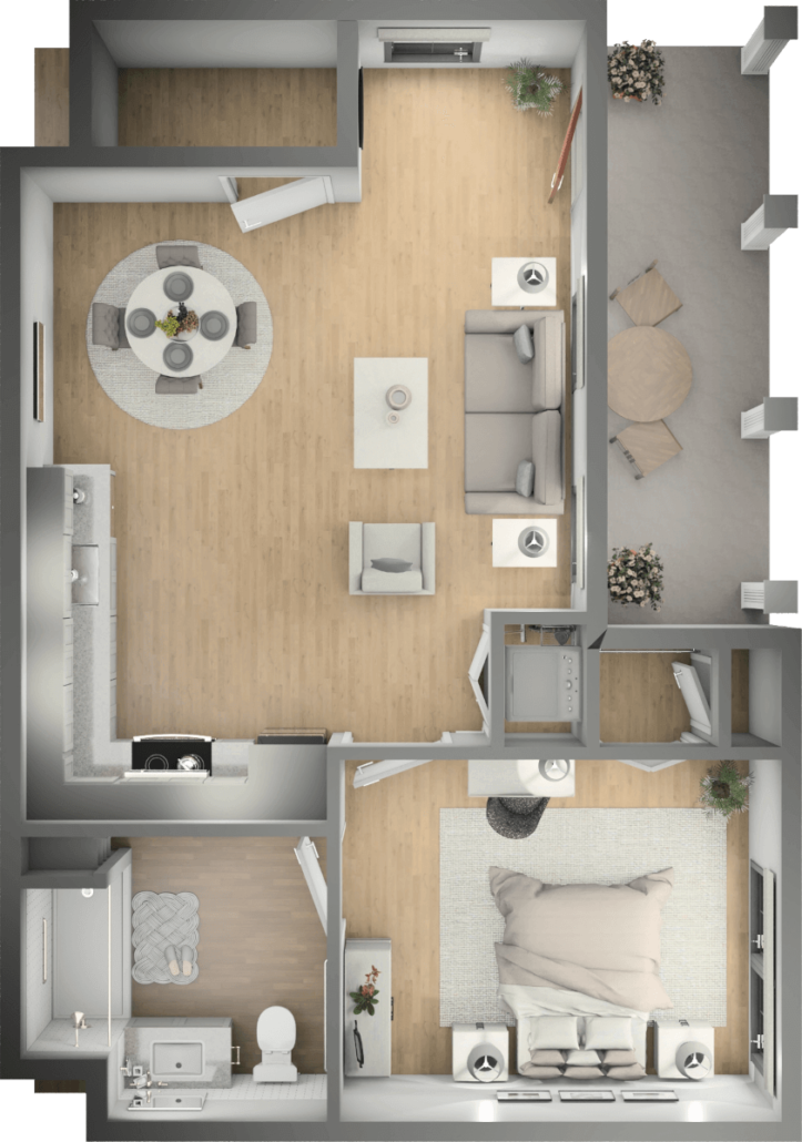 1 BEDROOM VILLA FLOORPLAN B