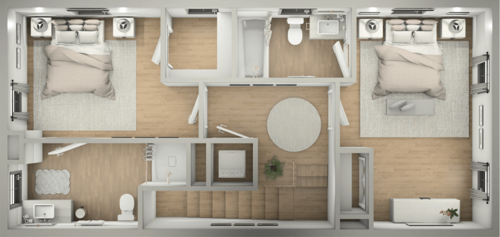 2 BEDROOM VILLAGE HOME UPSTAIRS FLOORPLAN